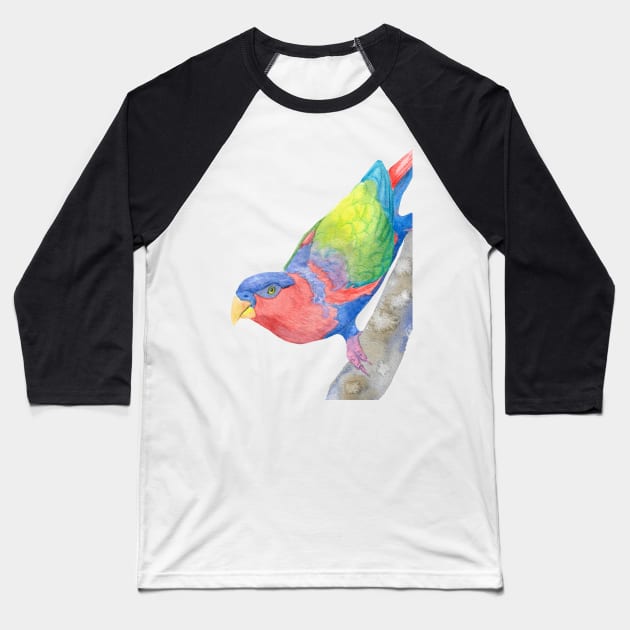 black-capped lory (Lorius lory) watercolor portrait Baseball T-Shirt by Oranjade0122